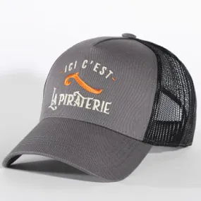 Cappello Trucker Ici C'est La Piraterie Grigio Nero